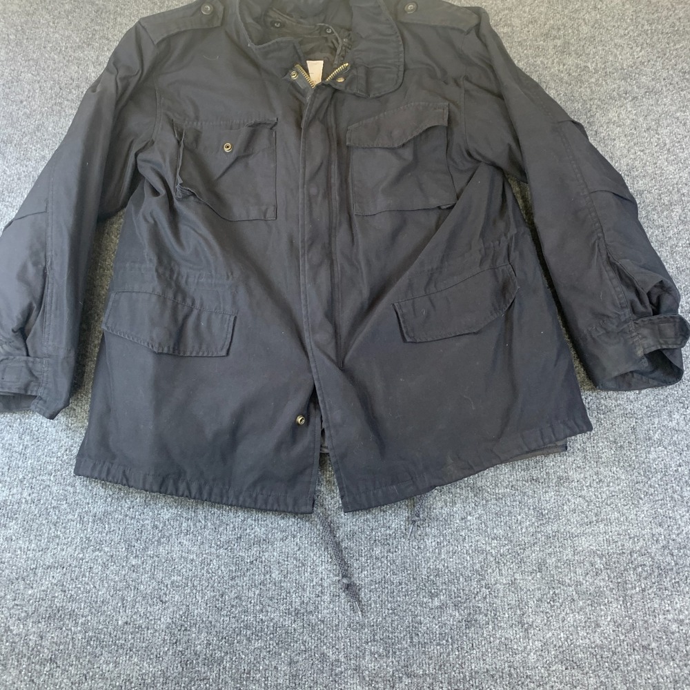 Rothco M-65 Field Coat Mens Medium Black Good Cotton Military Utility Jacket
